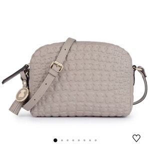TAUPE COLORED LEATHER SHERTON CROSSBODY BAG